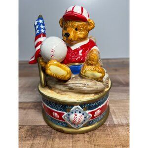 Giftco Inc Patriotic Bear Baseball Ceramic Coin Bank